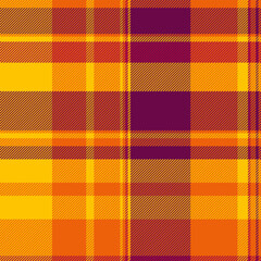 Editable texture fabric tartan, motif background plaid vector. Hotel check seamless pattern textile in bright and golden poppy colors.