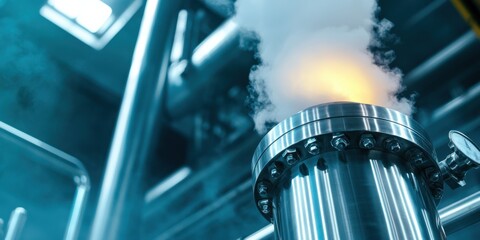 Industrial equipment emission control factory technology high-tech environment close-up view manufacturing safety