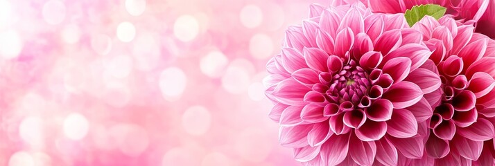 Fototapeta premium Close Up, Delicate Pink Flower Bloom on Soft, Pastel Blurred Background with Glimmering Lights