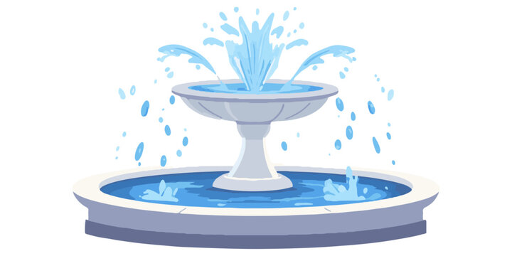 A simple fountain in the park, vector illustration with a white background.
