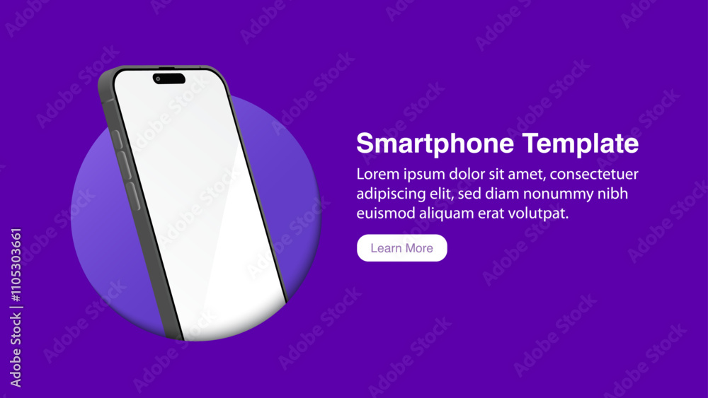 Poster black realistic smartphone vector mockup in circle: 3d mobile phone with blank screen on gradient ba