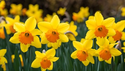Obraz premium Spring Garden Scene with Yellow Daffodils in Bloom