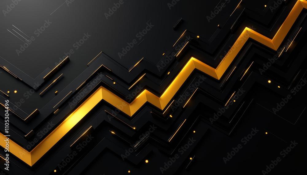 Poster dynamic 3d zigzag pattern background in black and gold for modern visual impact