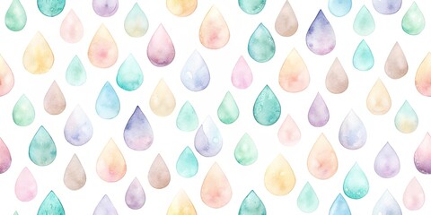 Pastel Watercolor Raindrops Seamless Pattern for Textile Design and Decoration