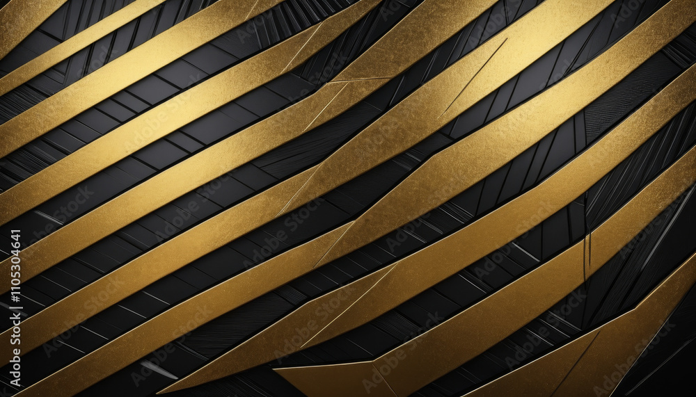Poster luxurious zigzag pattern background in black and gold with a textured finish