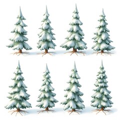 Beautiful Christmas Trees with Snow and Festive Decorations