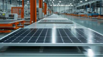 Fototapeta premium Solar Panel Factory Production Line