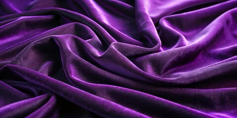 Obraz premium Luxurious Deep Purple Velvet Fabric Draped in Soft, Elegant Waves