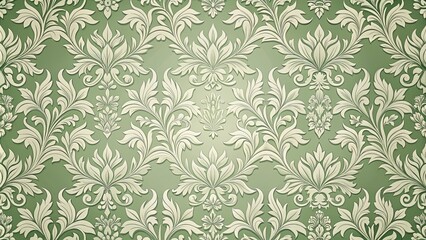 Elegant Pale Green Damask Pattern Background Texture for Design Projects