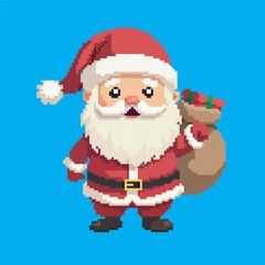 santa claus pixel art, vector illustration on isolated background.