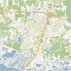 Map of Sidell in Louisiana in a normal road map style. Contains layered vector with roads water, parks, etc.