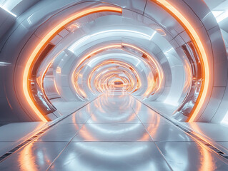 Fototapeta premium Futuristic ai-generated tunnel experience high-tech environment digital art immersive perspective innovation and design