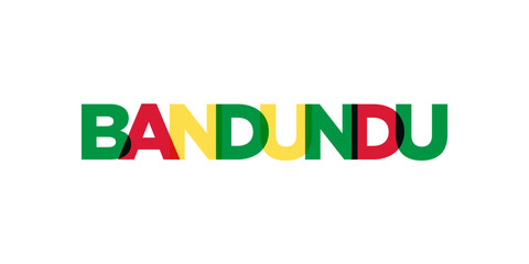 Bandundu in the Congo emblem. The design features a geometric style, vector illustration with bold typography in a modern font. The graphic slogan lettering.