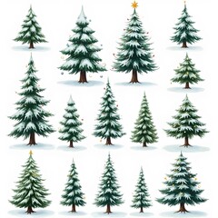 Obraz premium Beautiful Christmas Trees with Snow and Festive Decorations