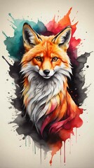 Obraz premium red fox cartoon