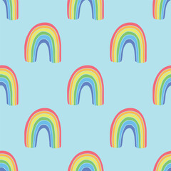 Obraz premium Seamless pattern with rainbow doodle for decorative print, wrapping paper, greeting cards, wallpaper and fabric