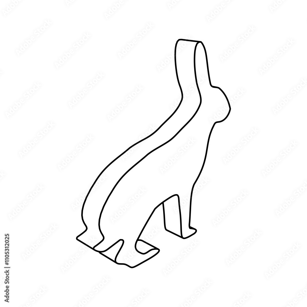 Poster the outline of a large hare symbol is made with black lines. 3d view of the object in perspective. v