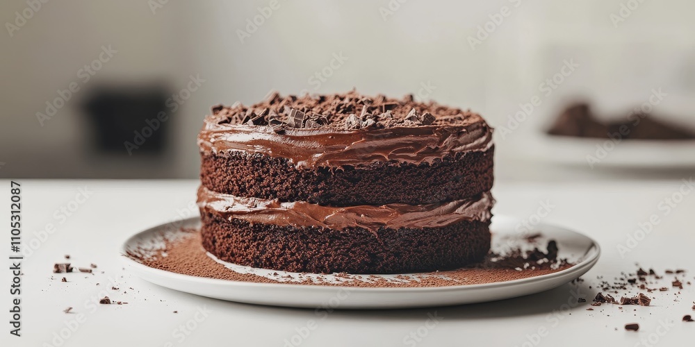 Aufkleber delicious chocolate cake adorned with rich icing and sprinkled with cocoa powder, beautifully presen