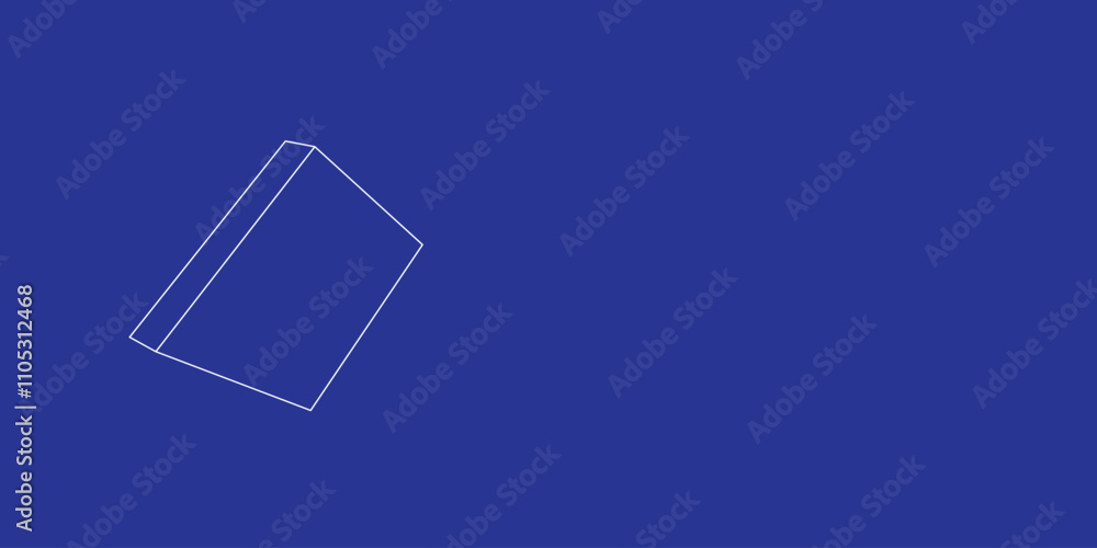 Poster the outline of a large rhombus symbol made of white lines on the left. 3d view of the object in pers