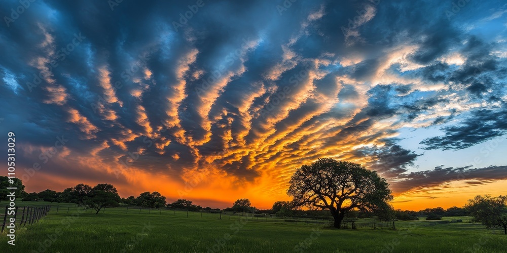 Aufkleber stunning clouds fill the evening sky, creating a mesmerizing display. the amazing clouds at dusk add