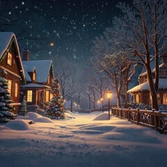 Christmas house in the night