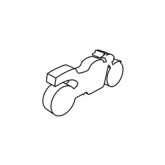 The outline of a large bike symbol is made with black lines. 3D view of the object in perspective. Vector illustration on white background