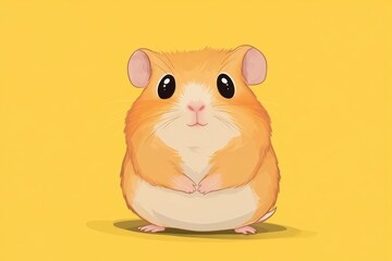 Naklejka premium Cartoon Hamster. Cute Guinea Pig Animal with Big Eye in Illustration Style Banner
