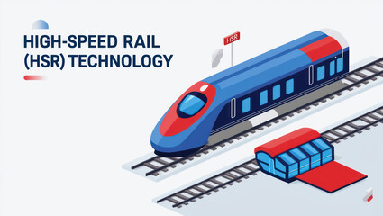 Illustration of Modern High Speed ​​Train Technology With a Sleek Train