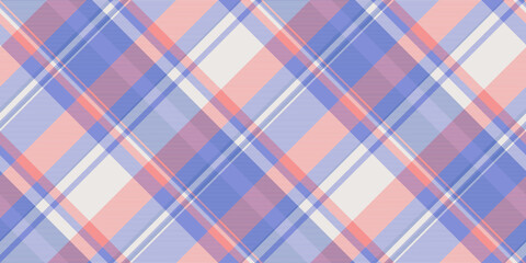 Random plaid check tartan, endless background seamless vector. Outfit texture pattern textile fabric in blue and white colors.