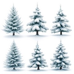 Beautiful Christmas Trees with Snow and Festive Decorations