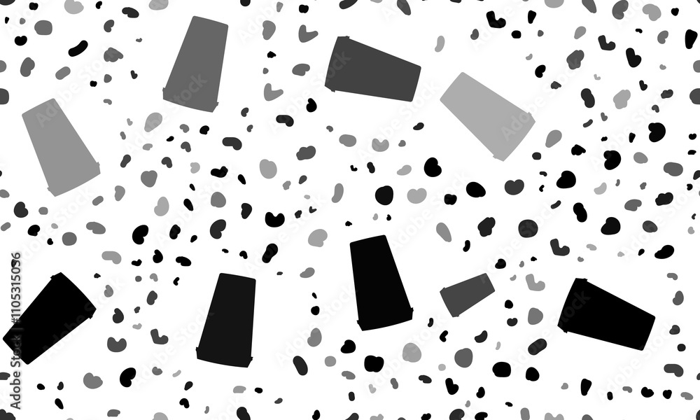 Poster abstract seamless pattern with paper coffee cups. creative leopard backdrop. illustration on transpa