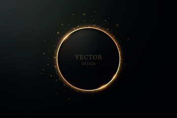Elegant Black Background with Golden Sparkling Circle