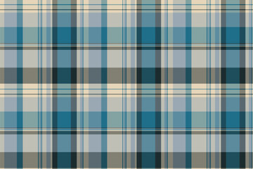Multicolor tartan pattern texture, brazil check plaid fabric. Checking textile vector seamless background in pastel and cyan colors.