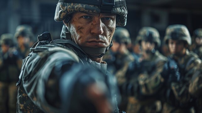 Military instructor demonstrating hand-to-hand combat techniques - Powered by Adobe