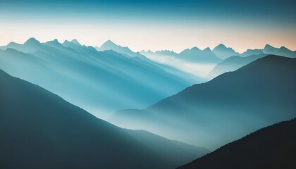 Obraz premium Peaceful panorama of mountains at sunrise