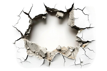 Cracked Wall with Exposed Material Isolated on Transparent Background