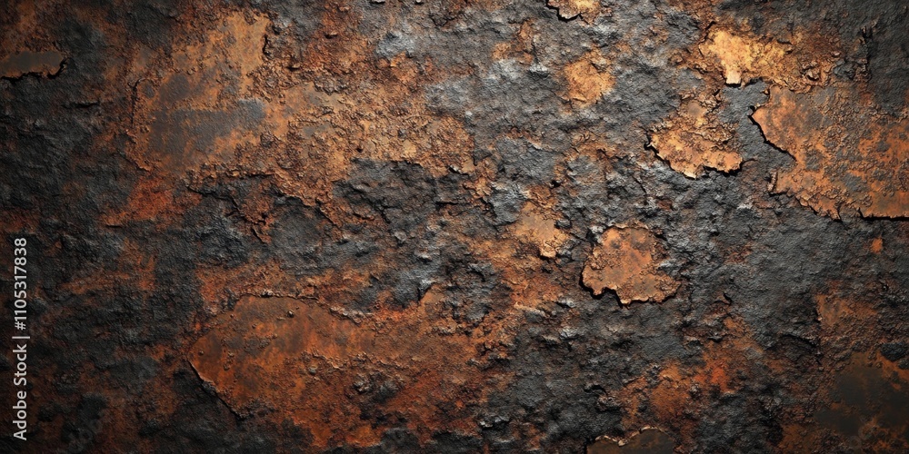 Poster Rusted metal texture offers a captivating background, showcasing intricate details and colors. This rusted metal texture can enhance various design projects and add visual interest.