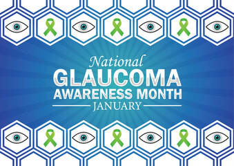National Glaucoma Awareness Month January Modern Vector illustration. Holiday concept. Template for background, banner, card, poster with text inscription. 
