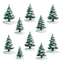 Obraz premium Festive Christmas Trees with Decorations and Snow