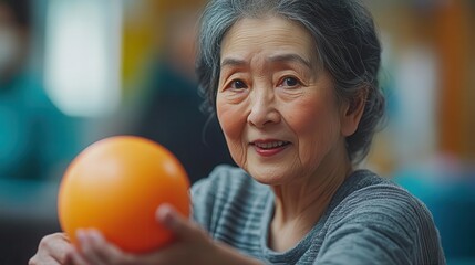 Patient performing strengthening exercises, guided therapy, supportive setting