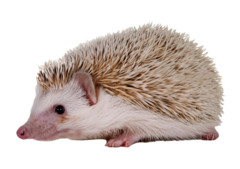 European hedgehog in volvation, rolled up in defence position isolated on a transparent or white background