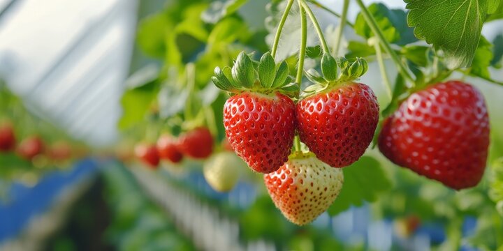 Strawberry hydroponic farm showcasing vibrant strawberries thriving in a hydroponic system. Explore the innovative techniques of strawberry hydroponic farming for optimal growth and yield.