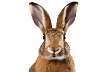 Irish hare isolated on a transparent or white background