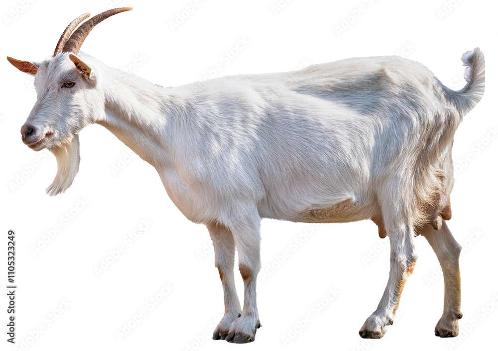 Wall mural Male Nicastrese goat, domestic goat from calabria, italian goat, calabria, isolated on a transparent or white background