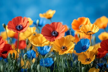 Obraz premium Vibrant Wildflower Meadow Under a Sunny Sky