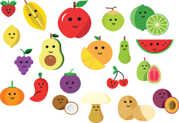 Fototapeta premium set of fruits set icon vector