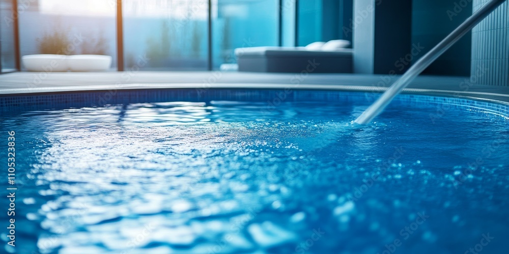Poster blue spa swimming pool featuring pristine water, perfect for relaxation and enjoyment. this blue spa