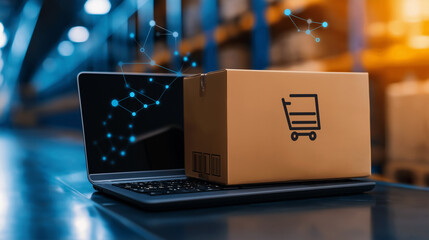 Smooth flow of inventory in a high-tech warehouse, displaying digital systems and optimized stock movement process as a concept for e-commerce online business