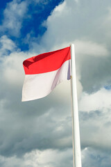 Indonesian flag, on Indonesia's independence day. Red and white flag.