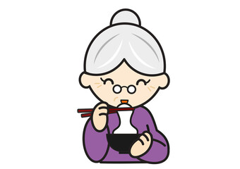 お餅を食べるおばあさん